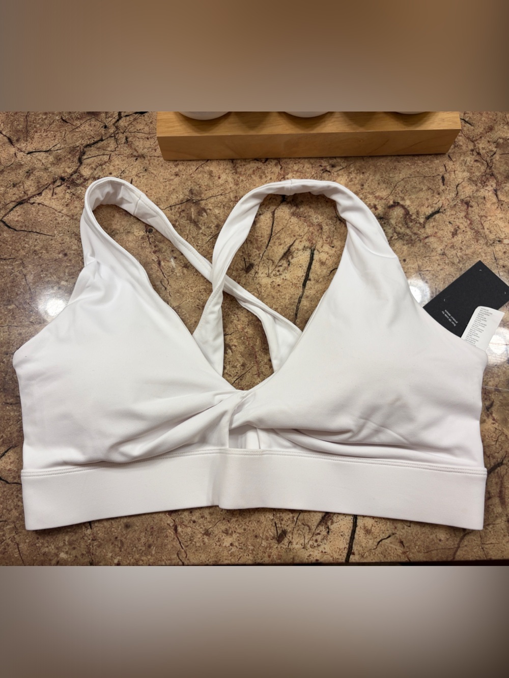 Fabletics White Padded Sports Bra with Crossback
